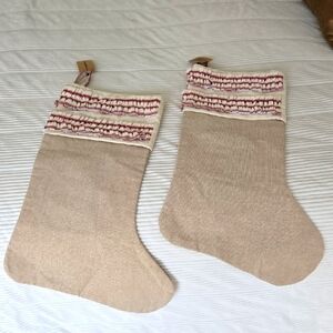 Creative Co-Op 20" Cotton Stockings (2) With Ruffle Cuff